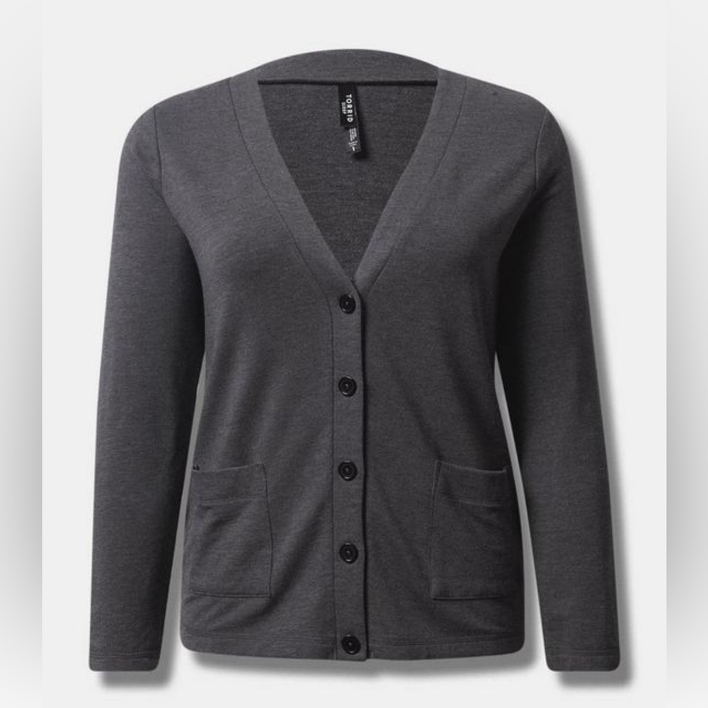 Torrid Periscope Heather Gray Dream Fleece Button Down Lounge Cardigan